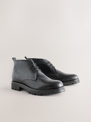 Black Chunky Leather Chukka Boots - Image 1 of 5