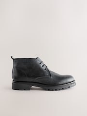 Black Chunky Leather Chukka Boots - Image 2 of 5