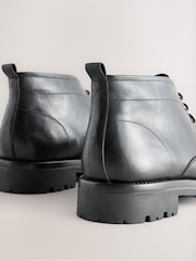 Black Chunky Leather Chukka Boots - Image 3 of 5