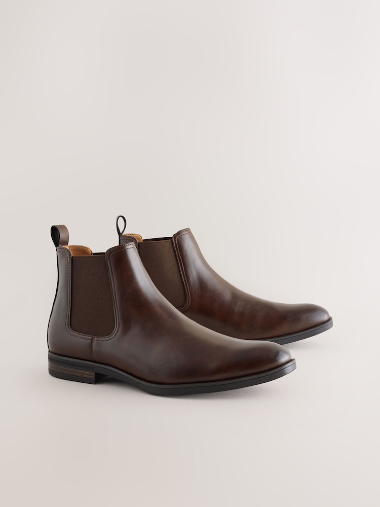 El malcreado Men\'s Brown Leather Chelsea Boots with Pull Tabs, pre-owned, sz9 El Malcreado Brand Botas Vaqueras Brown Western Boots with  main image 4