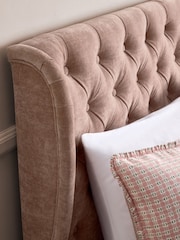 Laura Ashley Hundon Chenille Dusky Rose Chatsworth Upholstered Bed - Image 4 of 6