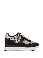 Dune London Black Dark Dancing Mono Sling Back Kitten Shoes - Image 1 of 6