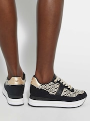 Dune London Black Dark Dancing Mono Sling Back Kitten Shoes - Image 6 of 6