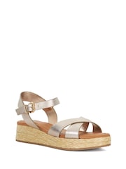 Dune London Gold Standard Fit Littleton Cross Strap Rope Flatform Sandals - Image 2 of 6
