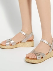 Dune London Gold Standard Fit Littleton Cross Strap Rope Flatform Sandals - Image 6 of 6
