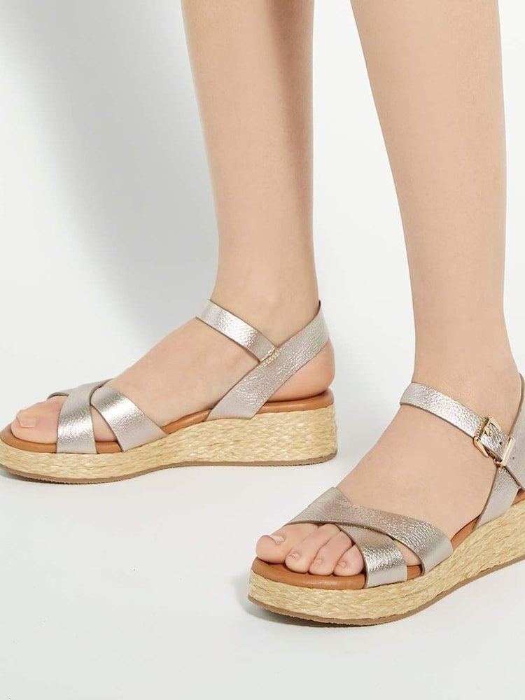 Dune London Gold Standard Fit Littleton Cross Strap Rope Flatform Sandals - Image 6 of 6
