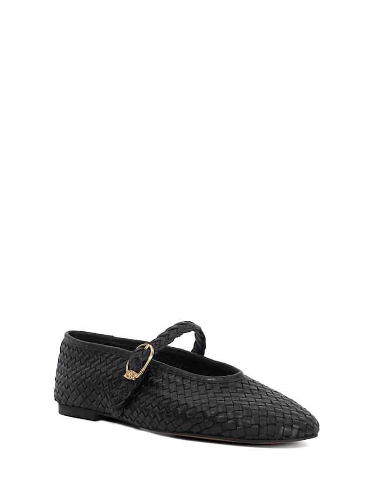 Dune London Black Headline Mary Jane Woven Ballet Shoes - Image 2 of 6