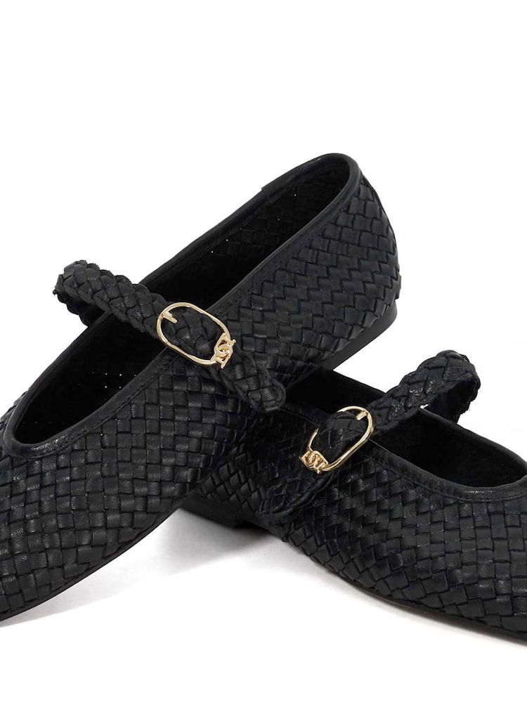 Dune London Black Headline Mary Jane Woven Ballet Shoes - Image 5 of 6