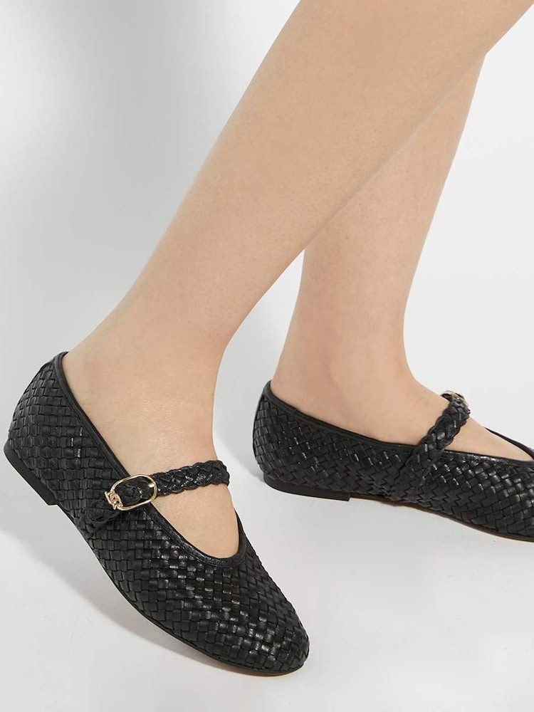 Dune London Black Headline Mary Jane Woven Ballet Shoes - Image 6 of 6
