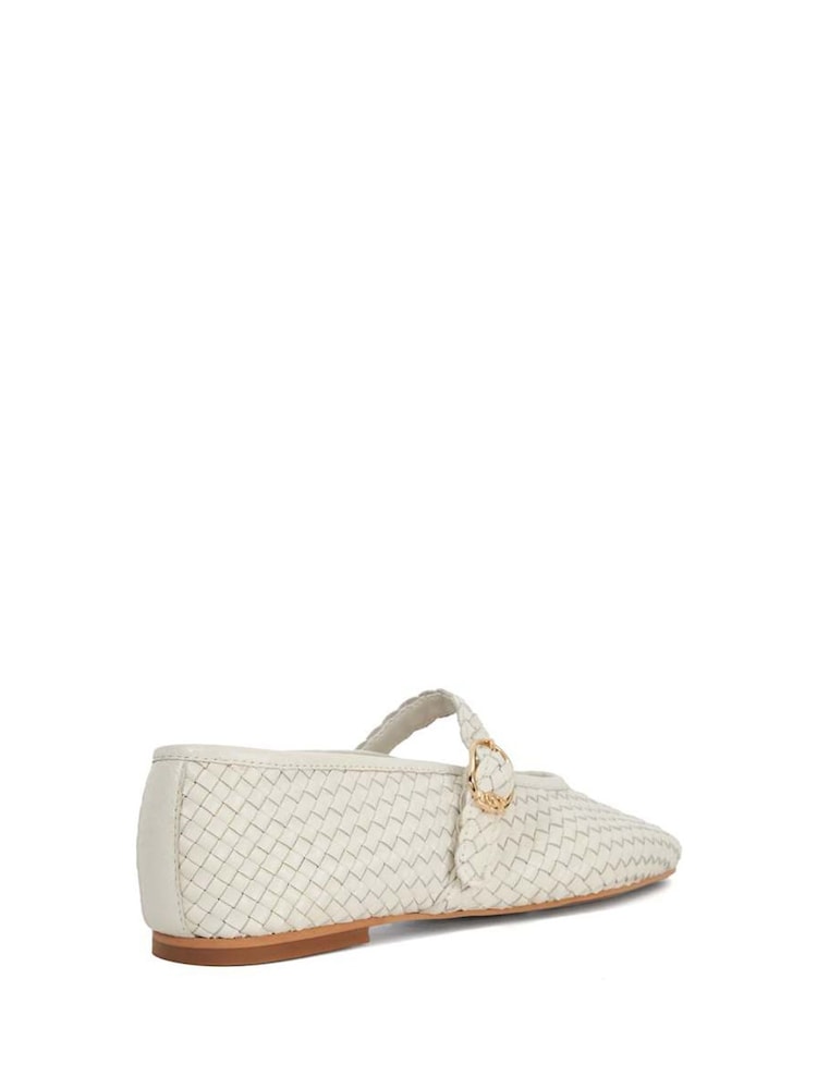 Dune London Cream Headline Mary Jane Woven Ballet Shoes - Image 4 of 6