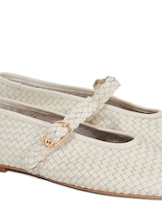 Dune London Cream Headline Mary Jane Woven Ballet Shoes - Image 6 of 6