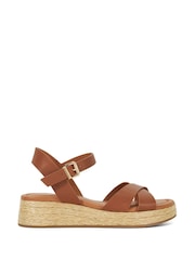 Dune London Brown Littleton Cross Strap Rope Flatform Sandals - Image 2 of 6