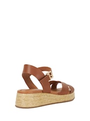 Dune London Brown Littleton Cross Strap Rope Flatform Sandals - Image 4 of 6