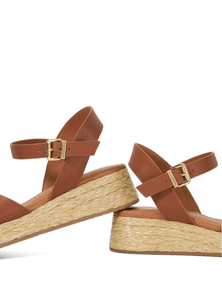 Dune London Brown Littleton Cross Strap Rope Flatform Sandals - Image 6 of 6