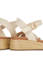 Dune London Cream Standard Fit Littleton Cross Strap Rope Flatform Sandals - Image 5 of 6