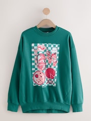 Teal Blue Artist Editions Alex Palmer x Fun Picinic Graphic Print Sweatshirt - Image 1 of 3