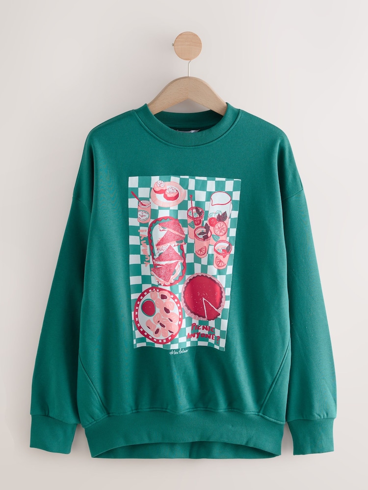Teal Blue Artist Editions Alex Palmer x Fun Picinic Graphic Print Sweatshirt - Image 1 of 3