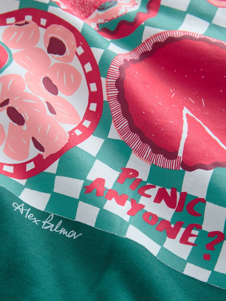 Teal Blue Artist Editions Alex Palmer x Fun Picinic Graphic Print Sweatshirt - Image 2 of 3