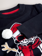 Navy Blue Football Snowman Christmas Jumper (3-16yrs) - Image 4 of 7