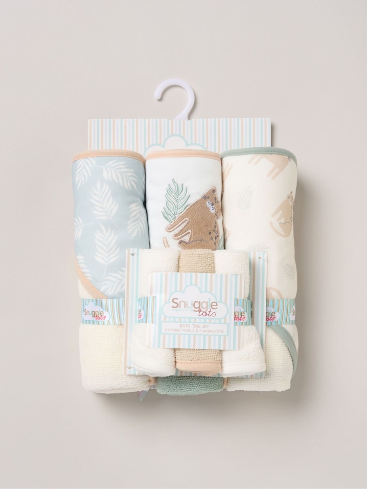 Grün - Snuggle Tots, Handtücher mit Kapuze und Waschlappen im 3er-Pack - Bild 1 von 3