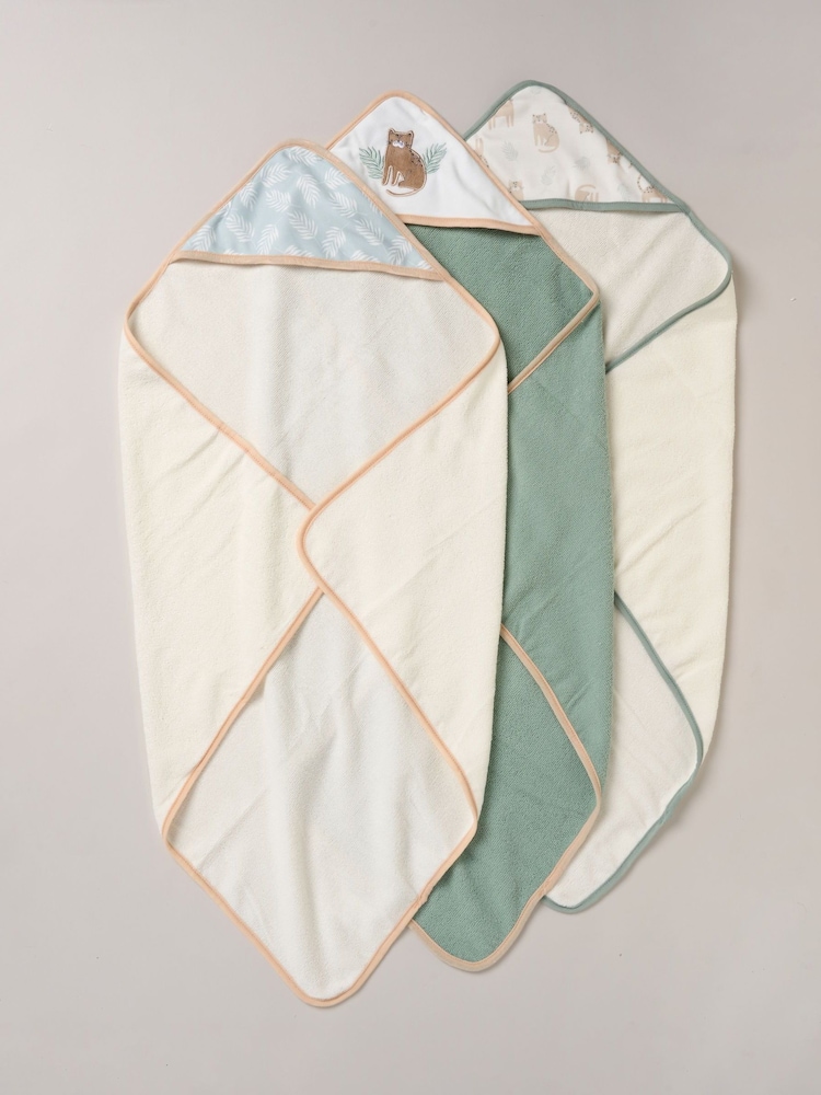 Grün - Snuggle Tots, Handtücher mit Kapuze und Waschlappen im 3er-Pack - Bild 3 von 3
