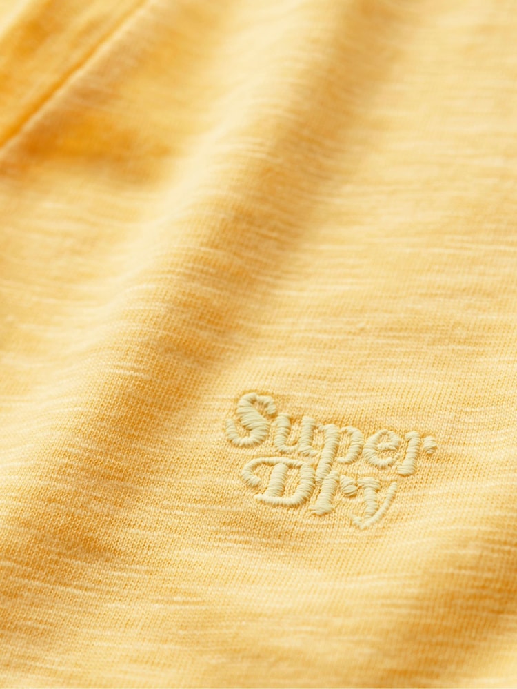 Superdry Yellow Slub Embroidered V-Neck T-Shirt - Image 5 of 6