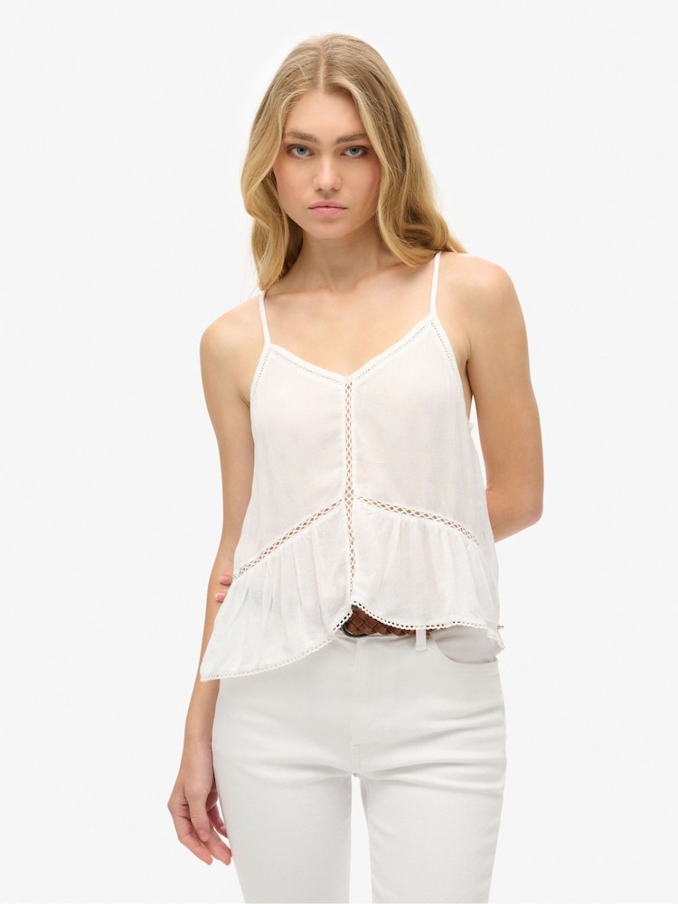 Superdry Cream Ladder Trim Cami Top - Image 1 of 7