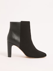 Lipsy Black Standard fit Faux Leather Mixed Material Mid Block Heeled Smart Ankle Boots - Image 5 of 5
