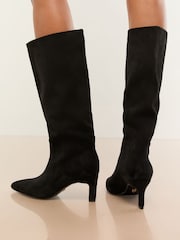 Lipsy Black Standard fit Knee High Low Kitten Heel Boots - Image 4 of 4