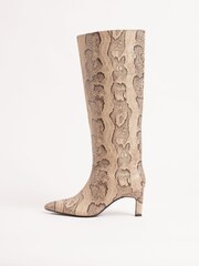 Lipsy Snake Standard fit Faux Leather Standard fit Knee High Low Kitten Heel Boots - Image 5 of 5