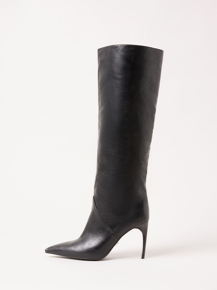 Negro - Lipsy Faux Leather Straight Alto Leg Stiletto Heel Boots - Imagen 5 de 5