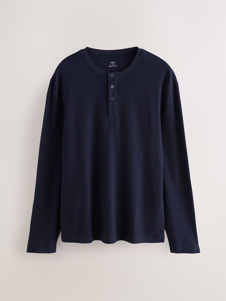 Navy Blue/Neutral Motionflex Cosy Long Sleeve Pyjamas Set - Image 2 of 5 Navy Blue/Neutral Motionflex Cosy Long Sleeve Pyjamas Set - Image 2 of 5