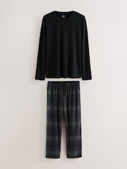 Black/Green/Blue Motionflex Cosy Long Sleeve Pyjamas Set - Image 1 of 5
