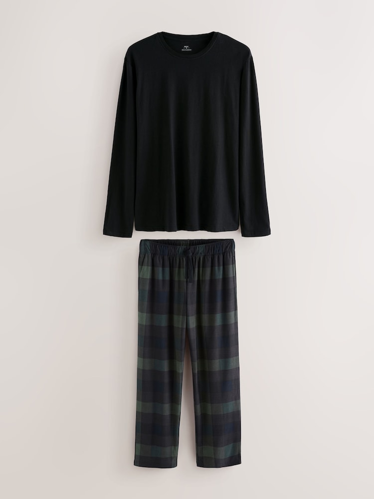 Black/Green/Blue Motionflex Cosy Long Sleeve Pyjamas Set - Image 1 of 5 Black/Green/Blue Motionflex Cosy Long Sleeve Pyjamas Set - Image 1 of 5