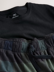 Black/Green/Blue Motionflex Cosy Long Sleeve Pyjamas Set - Image 4 of 5