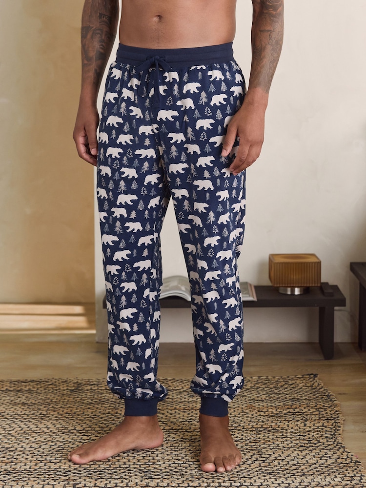 Navy Blue / Neutral Polar Bear Motionflex Cosy Cuffed Pyjama Bottoms - Image 1 of 9 Navy Blue / Neutral Polar Bear Motionflex Cosy Cuffed Pyjama Bottoms - Image 1 of 9