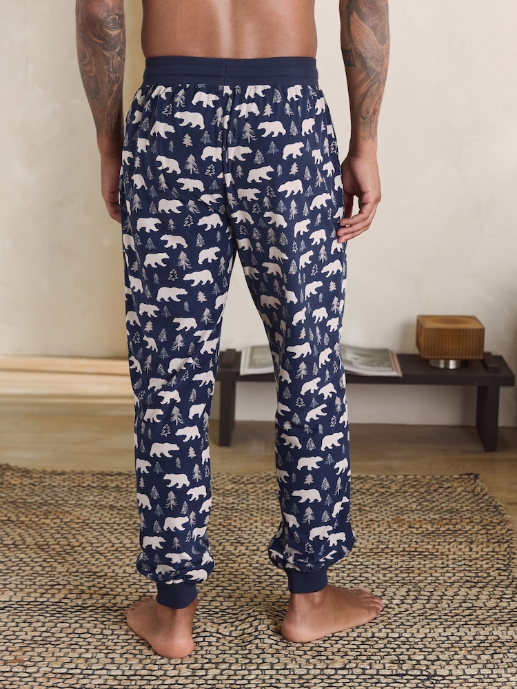 Navy Blue / Neutral Polar Bear Motionflex Cosy Cuffed Pyjama Bottoms - Image 2 of 9 Navy Blue / Neutral Polar Bear Motionflex Cosy Cuffed Pyjama Bottoms - Image 2 of 9