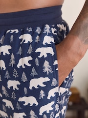 Navy Blue / Neutral Polar Bear Motionflex Cosy Cuffed Pyjama Bottoms - Image 4 of 9