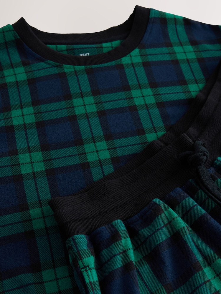 Green/Blue Check Motionflex Cosy Long Sleeve Cuffed Pyjamas Set - Image 10 of 10
