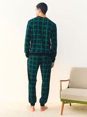 Green/Blue Check Motionflex Cosy Long Sleeve Cuffed Pyjamas Set - Image 2 of 10