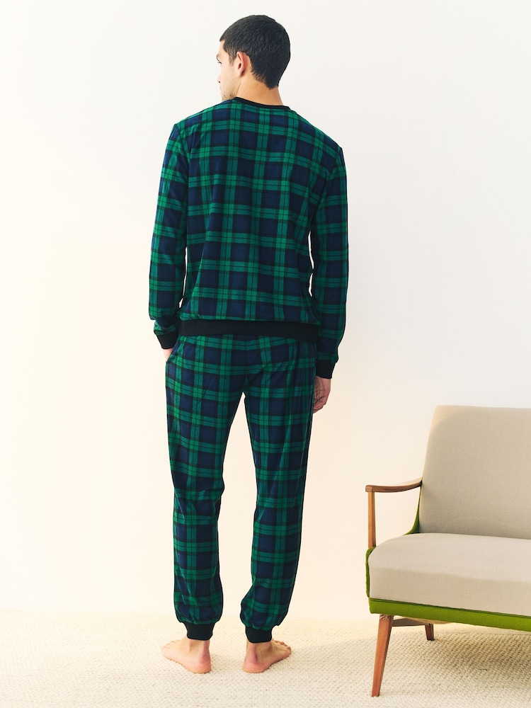 Green/Blue Check Motionflex Cosy Long Sleeve Cuffed Pyjamas Set - Image 2 of 10