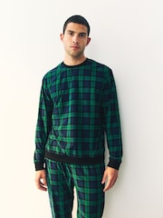 Green/Blue Check Motionflex Cosy Long Sleeve Cuffed Pyjamas Set - Image 3 of 10