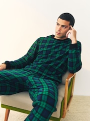 Green/Blue Check Motionflex Cosy Long Sleeve Cuffed Pyjamas Set - Image 5 of 10
