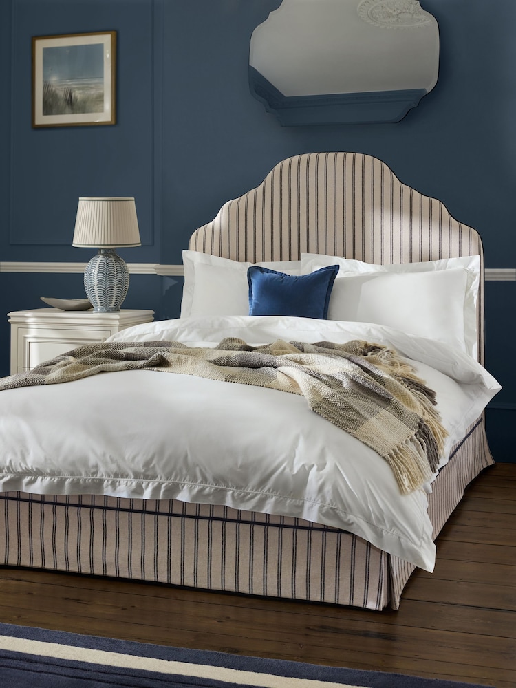 Laura Ashley Alston Stripe Natural and Navy Bed Tarbert - Image 1 of 5 Laura Ashley Alston Stripe Natural and Navy Bed Tarbert - Image 1 of 5