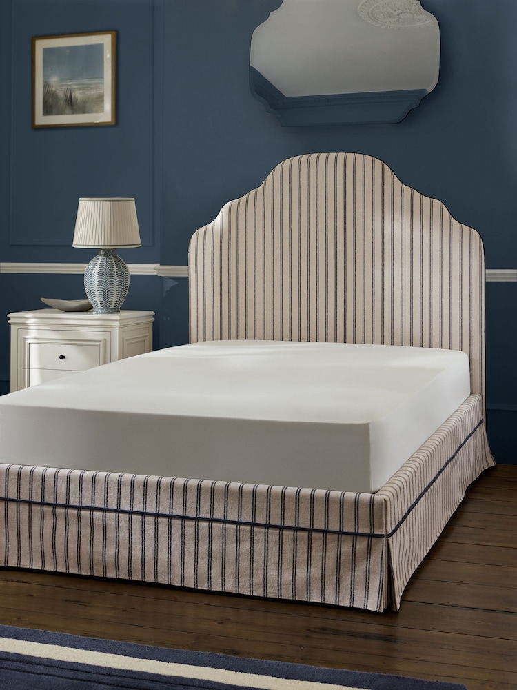 Laura Ashley Alston Stripe Natural and Navy Bed Tarbert - Image 2 of 5 Laura Ashley Alston Stripe Natural and Navy Bed Tarbert - Image 2 of 5