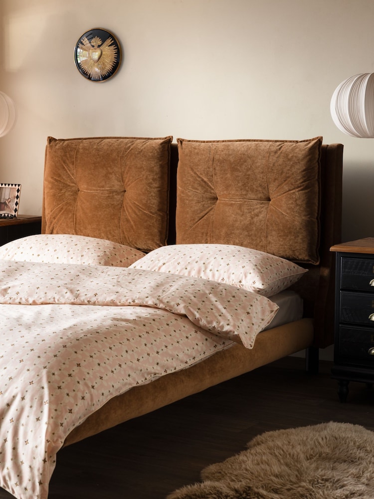 Rockett St George Luxe Needlecord Velvet Antique Bronze Dark Natural Lounge Lover Bed - Image 1 of 5