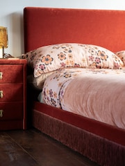 Rockett St George Luxe Needlecord Velvet Burnt Sienna Orange Tassel Bed - Image 2 of 6