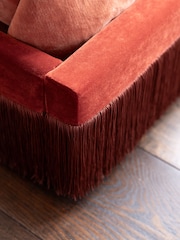 Rockett St George Luxe Needlecord Velvet Burnt Sienna Orange Tassel Bed - Image 3 of 6