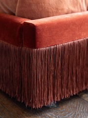 Rockett St George Luxe Needlecord Velvet Burnt Sienna Orange Tassel Bed - Image 4 of 6