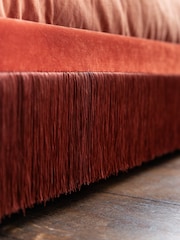 Rockett St George Luxe Needlecord Velvet Burnt Sienna Orange Tassel Bed - Image 5 of 6